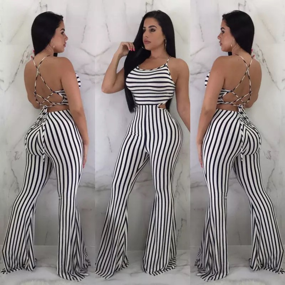 Black & White Striped Jumpsuit